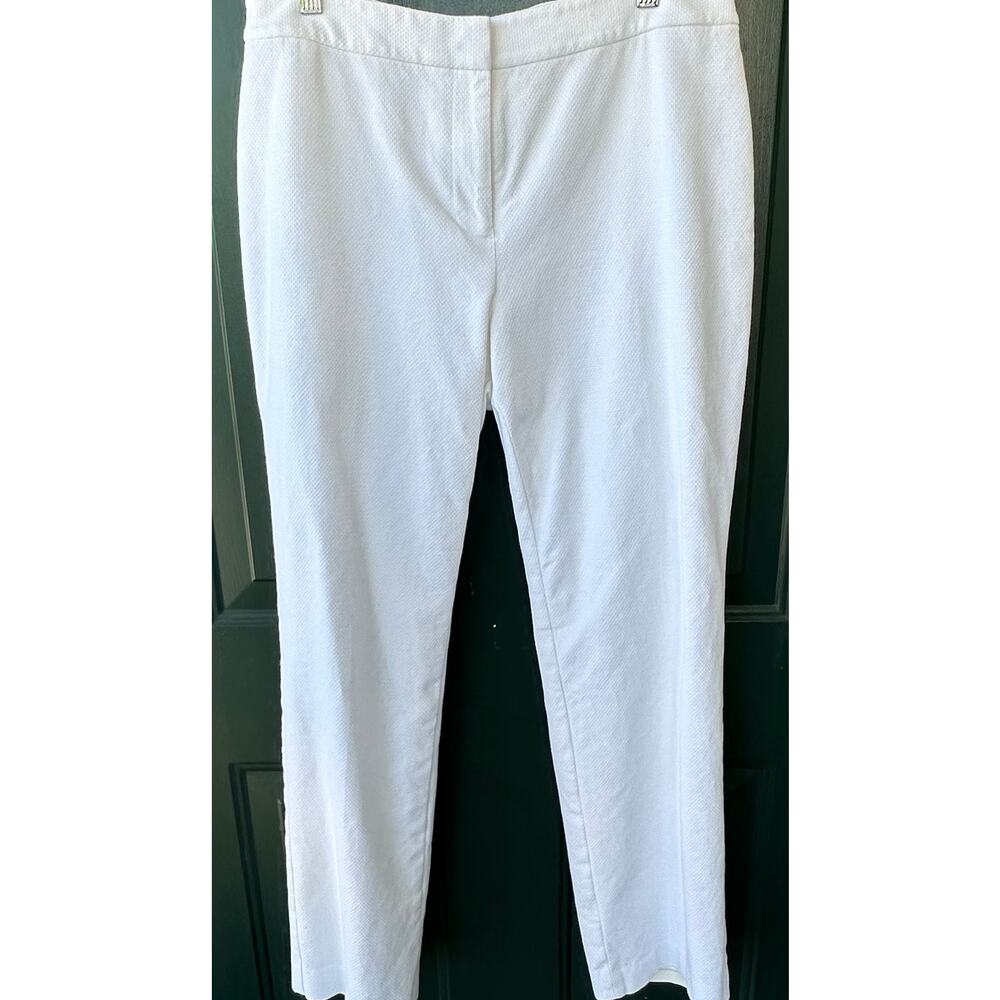 Talbots White Cotton Piqué Pants 8 Lined Summer Career Preppy All-American